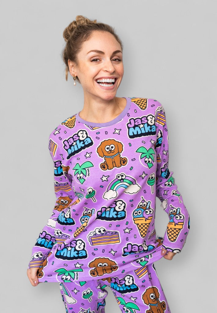 Jas & Mika "Dreams" Pyjamas Sæt - Lilla (2 Dele, Trøje og Bukser)